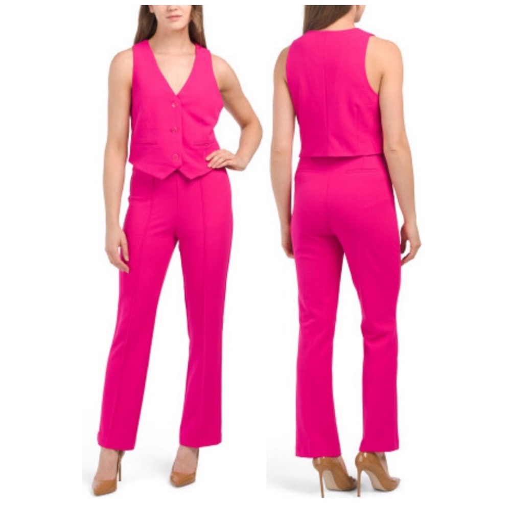 Cupcakes and Cashmere hot pink kick flare pants elastic waist